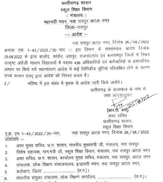 BREAKING NEWS : शिक्षकों का तबादला आदेश रद्द, 600 से ज्यादा शिक्षकों और कर्मचारियों का ट्रांसफर आदेश रद्द